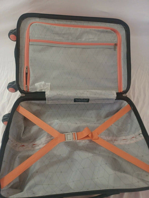 $240 Travelers Club  Basette 20" Orange Luggage Spinner Carry On Suitcase