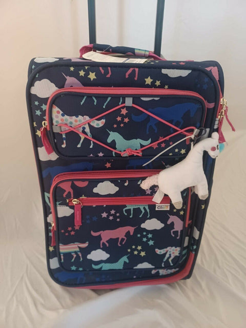 $160 New Crckt Kids 20" Carry-On Suitcase Luggage Blue Printed