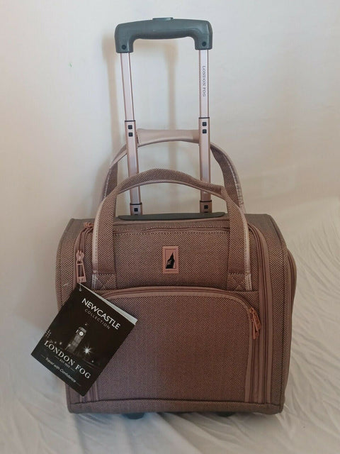 $360 LONDON FOG NEWCASTLE 15" CARRY ON UNDER SEAT HERRINGBONE BAG ROSE PINK