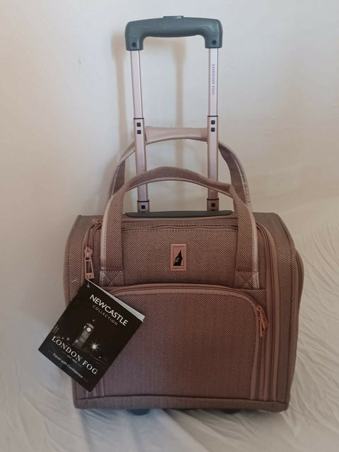 $360 LONDON FOG NEWCASTLE 15" CARRY ON UNDER SEAT HERRINGBONE BAG ROSE PINK