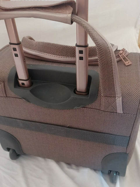 $360 LONDON FOG NEWCASTLE 15" CARRY ON UNDER SEAT HERRINGBONE BAG ROSE PINK