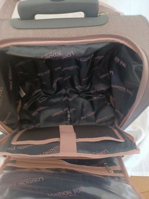 $360 LONDON FOG NEWCASTLE 15" CARRY ON UNDER SEAT HERRINGBONE BAG ROSE PINK
