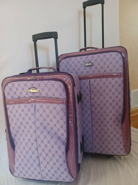 $580 American Flyer Luggage Signature 4 Piece Luggage Set Purple Two Wheeled