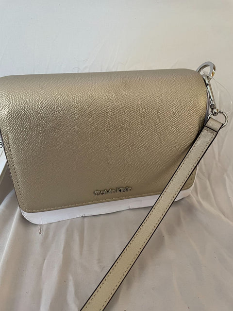 $198 Calvin Klein Women's Clara Stucco Leather Demi Shoulder Crossbody Bag