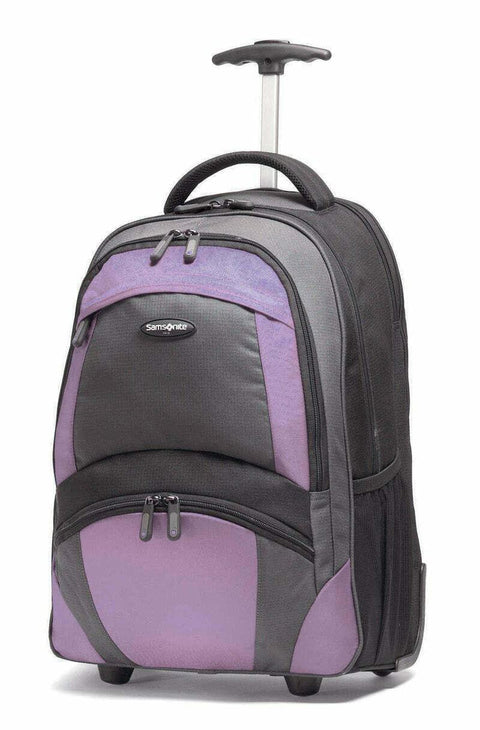 $180 Samsonite 19" Wheeled Backpack Purple Travel Backpack Rolling Wheels