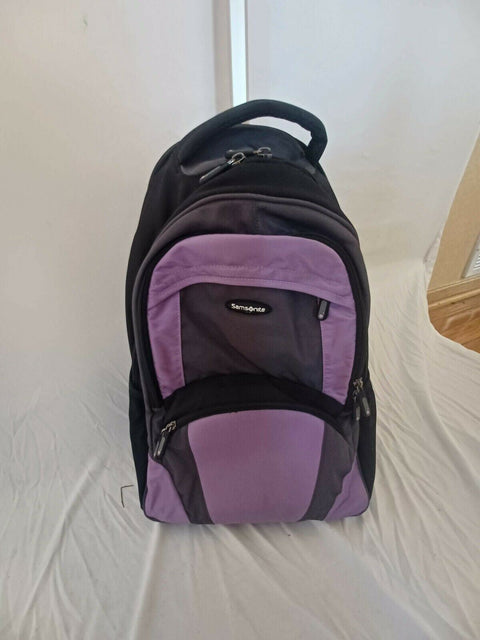 $180 Samsonite 19" Wheeled Backpack Purple Travel Backpack Rolling Wheels