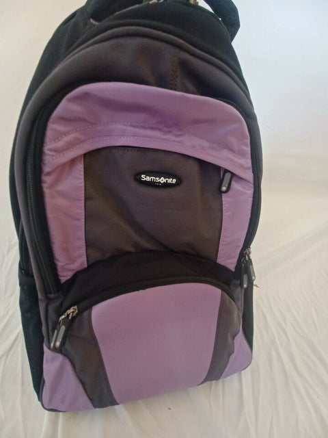 $180 Samsonite 19" Wheeled Backpack Purple Travel Backpack Rolling Wheels