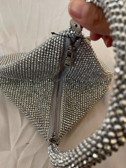 INC International Concepts Doris sparkle mesh women's clutch pouch - SILVER