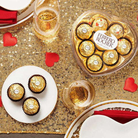 Ferrero Rocher Valentine's Chocolates Heart 8 Count Fine Hazel Nut Chocolates