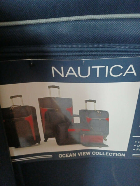 $560 New Nautica Oceanview 3 Piece Luggage Set Spinner Suitcase Blue Red Soft