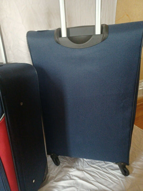 $560 New Nautica Oceanview 3 Piece Luggage Set Spinner Suitcase Blue Red Soft