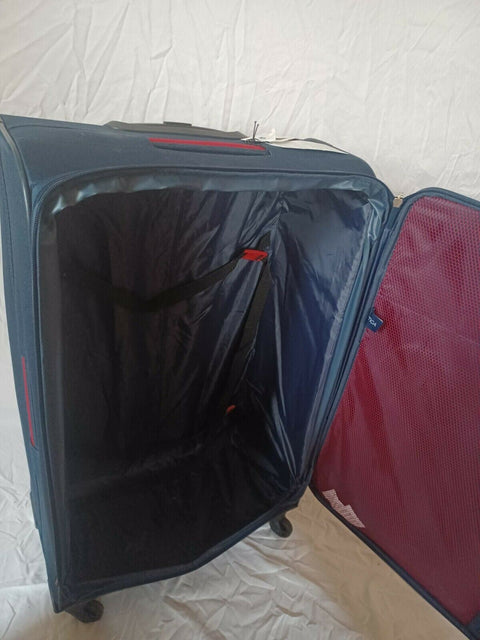 $560 New Nautica Oceanview 3 Piece Luggage Set Spinner Suitcase Blue Red Soft