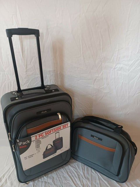 $240 New iPack Breeze 2-pc. Softside Luggage Set Carry on Gray 20"