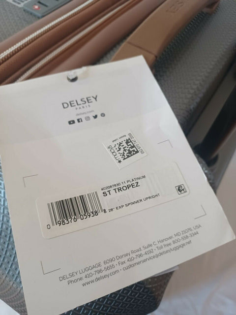 $580 DELSEY St. Tropez 28" Hard-case Spinner Luggage Suitcase Expandable Gray