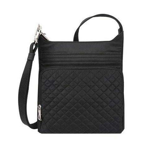 $100 New Travelon Anti-Theft Boho Slim Quilted Crossbody Shoulder Bag Black