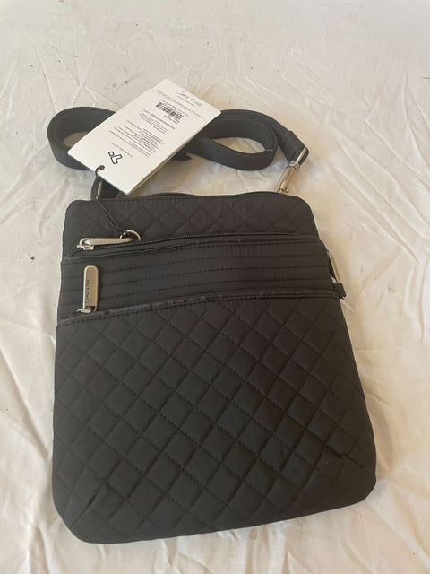 $100 New Travelon Anti-Theft Boho Slim Quilted Crossbody Shoulder Bag Black
