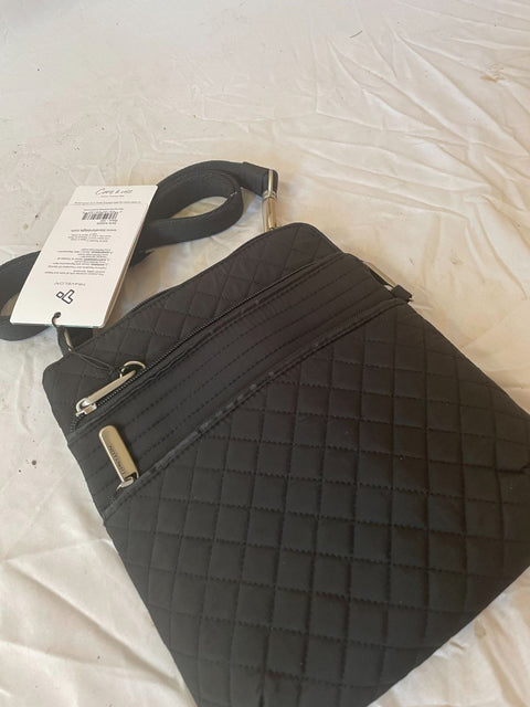 $100 New Travelon Anti-Theft Boho Slim Quilted Crossbody Shoulder Bag Black
