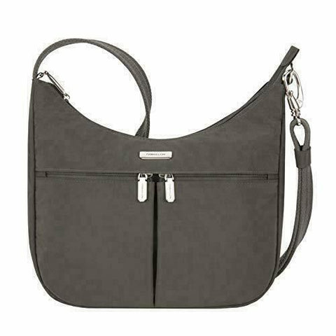 $156 New Travelon Anti-Theft Essentials East/West Hobo Bag Smoke Gray Crossbody