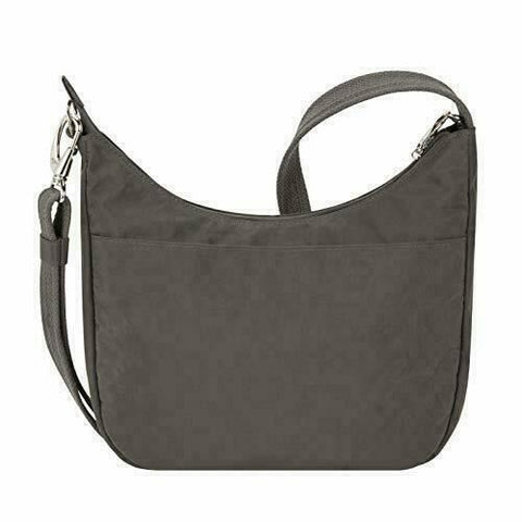 $156 New Travelon Anti-Theft Essentials East/West Hobo Bag Smoke Gray Crossbody