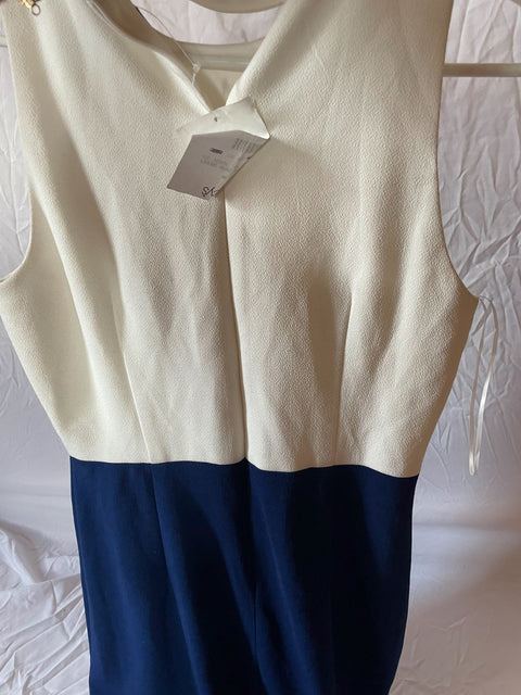 New JAX Black Label Women Sleeveless Laceup Dress White Blue Size 10