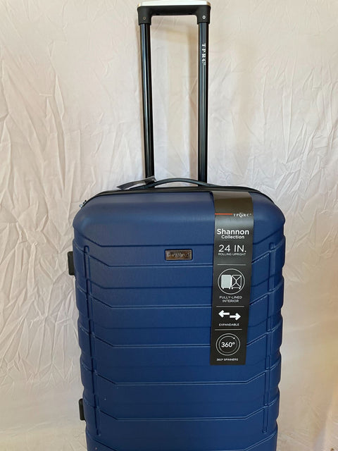 Travelers Club Madison Expandable Spinner Luggage Blue 24" Medium Suitcase