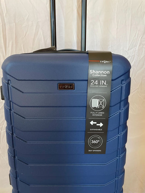 Travelers Club Madison Expandable Spinner Luggage Blue 24" Medium Suitcase