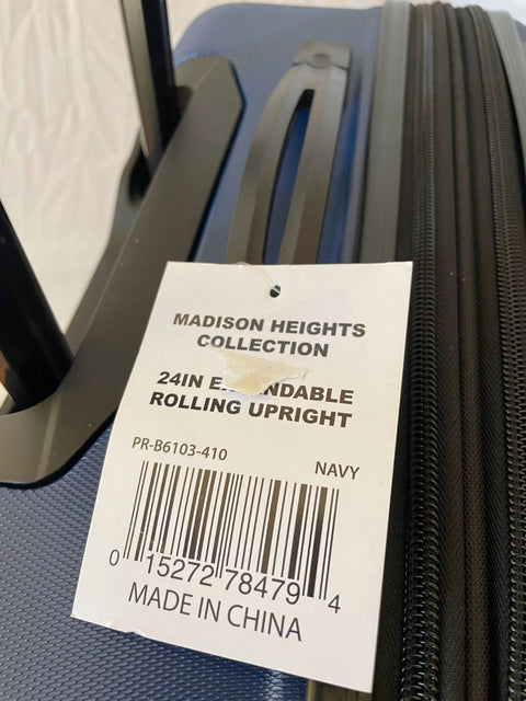 Travelers Club Madison Expandable Spinner Luggage Blue 24" Medium Suitcase