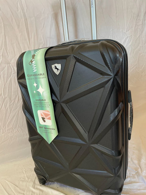 New AMKA Gem Hardside Luggage 24" Medium Check In Spinner Suitcase Black