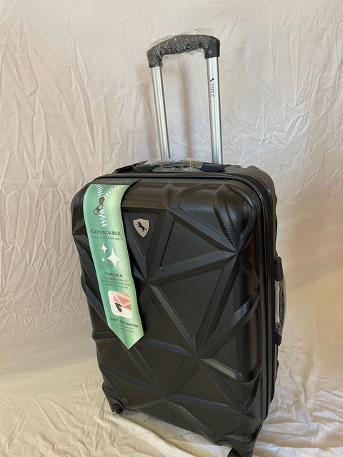 New AMKA Gem Hardside Luggage 24" Medium Check In Spinner Suitcase Black