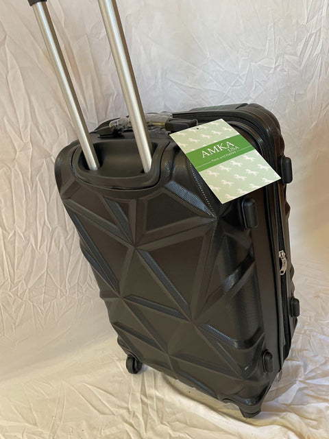 New AMKA Gem Hardside Luggage 24" Medium Check In Spinner Suitcase Black