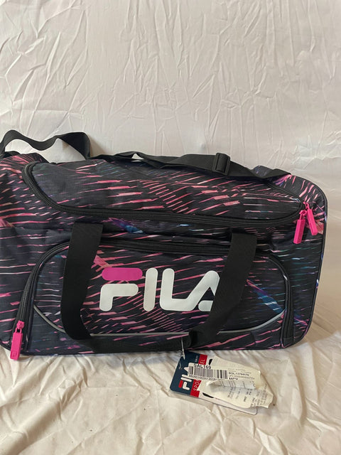 New Fila Kelly 19-in Sports Duffel Bag Stripe Static Pink