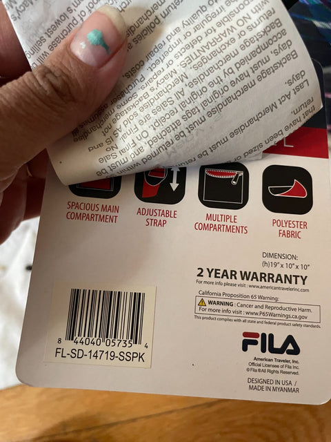New Fila Kelly 19-in Sports Duffel Bag Stripe Static Pink