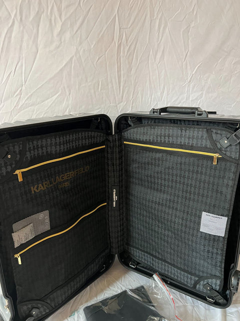 $680 Karl Lagerfeld Paris Georgette Chevron Hard Spinner Luggage with TSA 24"