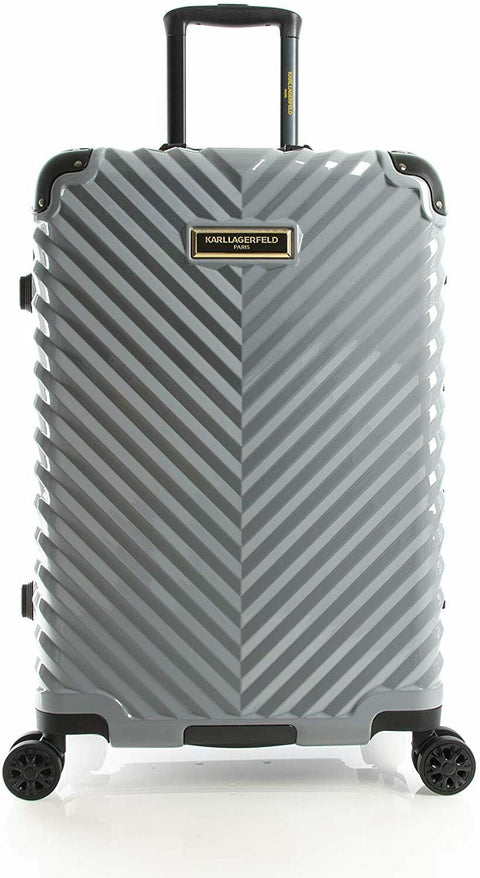 $680 Karl Lagerfeld Paris Georgette Chevron Hard Spinner Luggage with TSA 24"