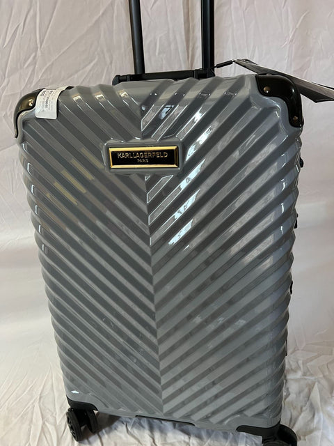 $680 Karl Lagerfeld Paris Georgette Chevron Hard Spinner Luggage with TSA 24"