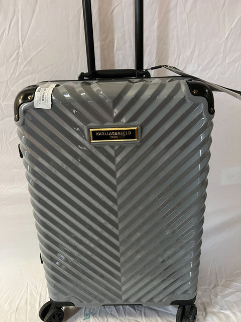 $680 Karl Lagerfeld Paris Georgette Chevron Hard Spinner Luggage with TSA 24"