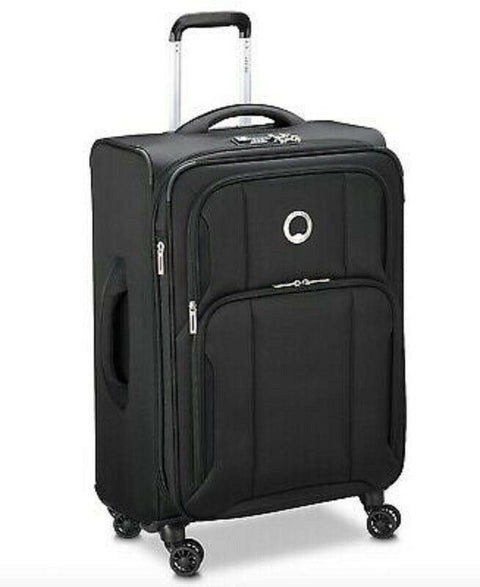 Delsey Optimax Lite 2.0 Expandable 24" Medium Check Spinner Black Luggage Tsa