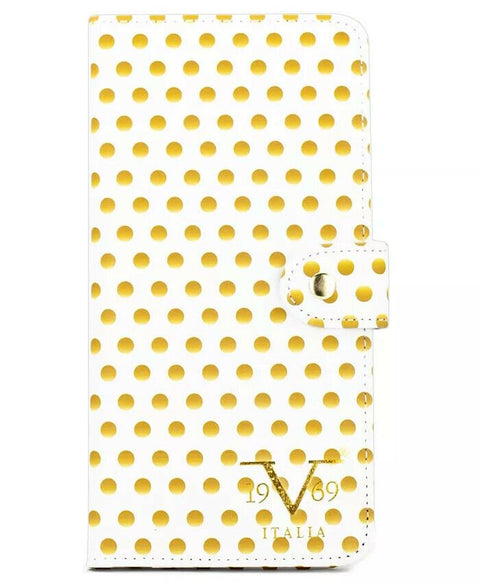 New 19V69 ITALIA RFID Blocking Passport Cover Wallet Case White Polka Dots