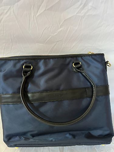 KENNETH COLE REACTION TWILL WITH QUILTED CHEVRON 15” LAPTOP TOTE NAVY ONE