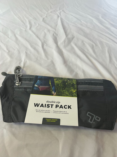 New Travelon Double Zip 3 Pocket Waist Pack - Charcoal Gray