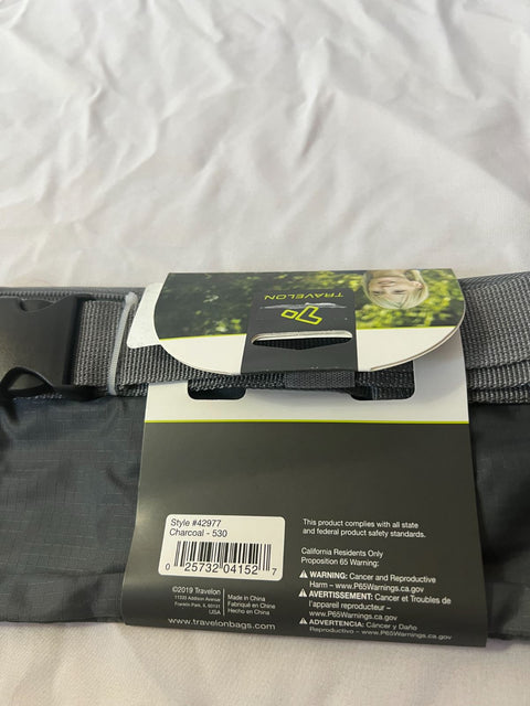 New Travelon Double Zip 3 Pocket Waist Pack - Charcoal Gray