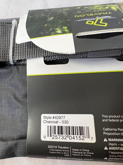 New Travelon Double Zip 3 Pocket Waist Pack - Charcoal Gray