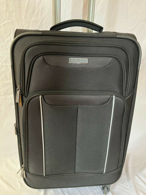 Perry Ellis Black Spinner Luggage Lightweight 24" Medium Check In Soft Case