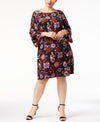 $109 New SANGRIA Women Plus Size Paisley Printed Bell-Sleeve Dress Black Multi 2 - evorr.com