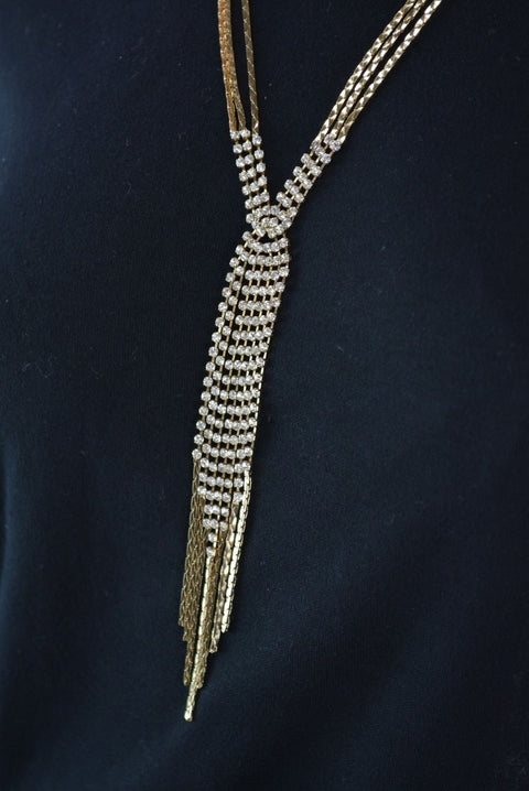 Nordstrom Joe Fresh Womens Gold Diamond Long Chain Link Necklace Fashion Jewelry - evorr.com