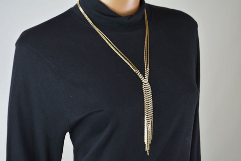 Nordstrom Joe Fresh Womens Gold Diamond Long Chain Link Necklace Fashion Jewelry - evorr.com