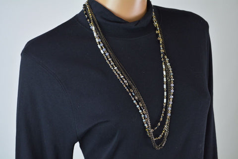 Nordstrom Joe Fresh Womens Chain Multi Beaded Embellish Necklace Fashion Jewelry - evorr.com
