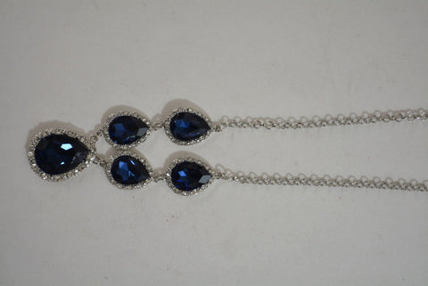 Nordstrom Joe Fresh Women's Silver Chain Embellished Blue Stone Necklace Jewelry - evorr.com