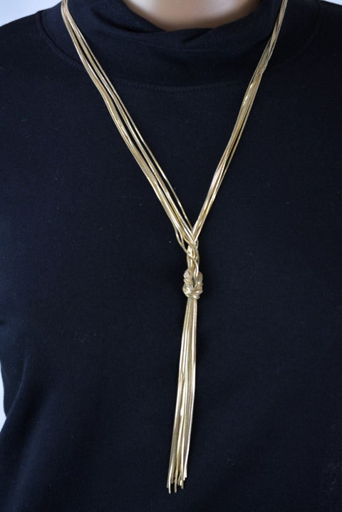 Nordstrom Joe Fresh Womens Gold Multi-String Chain Knot Necklace Fashion Jewelry - evorr.com
