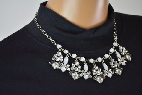 Nordstrom Joe Fresh Women's White Embellish Rhinestone Necklace Fashion Jewelry - evorr.com